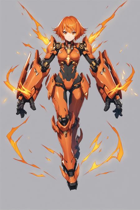 30077-363593582-1girl,solo,electricity,white background,orange hair,simple background,short hair,looking at viewer,full body,armor,mecha musume,.png